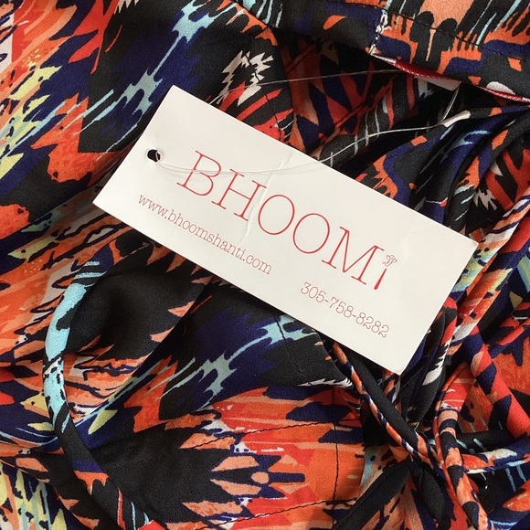 Bhoom Silky Ruffle Hem Halter Maxi Long Dress, One Size Geometric Print - Picture 4 of 9